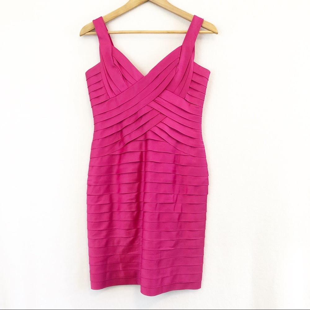 BCBGMaxAzria Pleated Bodycon Dress Begonia Pink